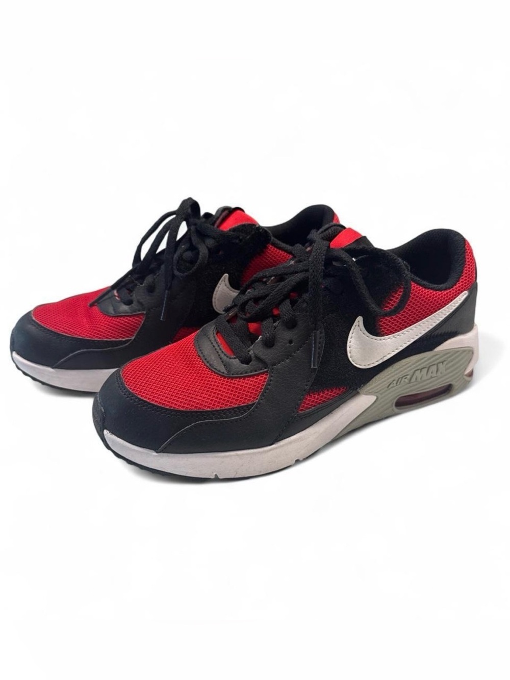 Nike Kids Red and Black Air Max Sneakers with White Swoosh